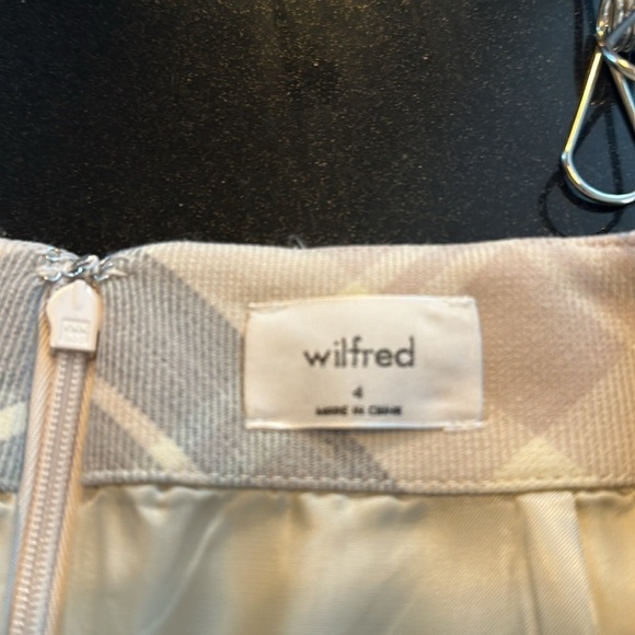 Wilfred Light Academia Preppy Collegiate Neutral Varsity A Line Mini Skirt S/4 - Picture 7 of 9